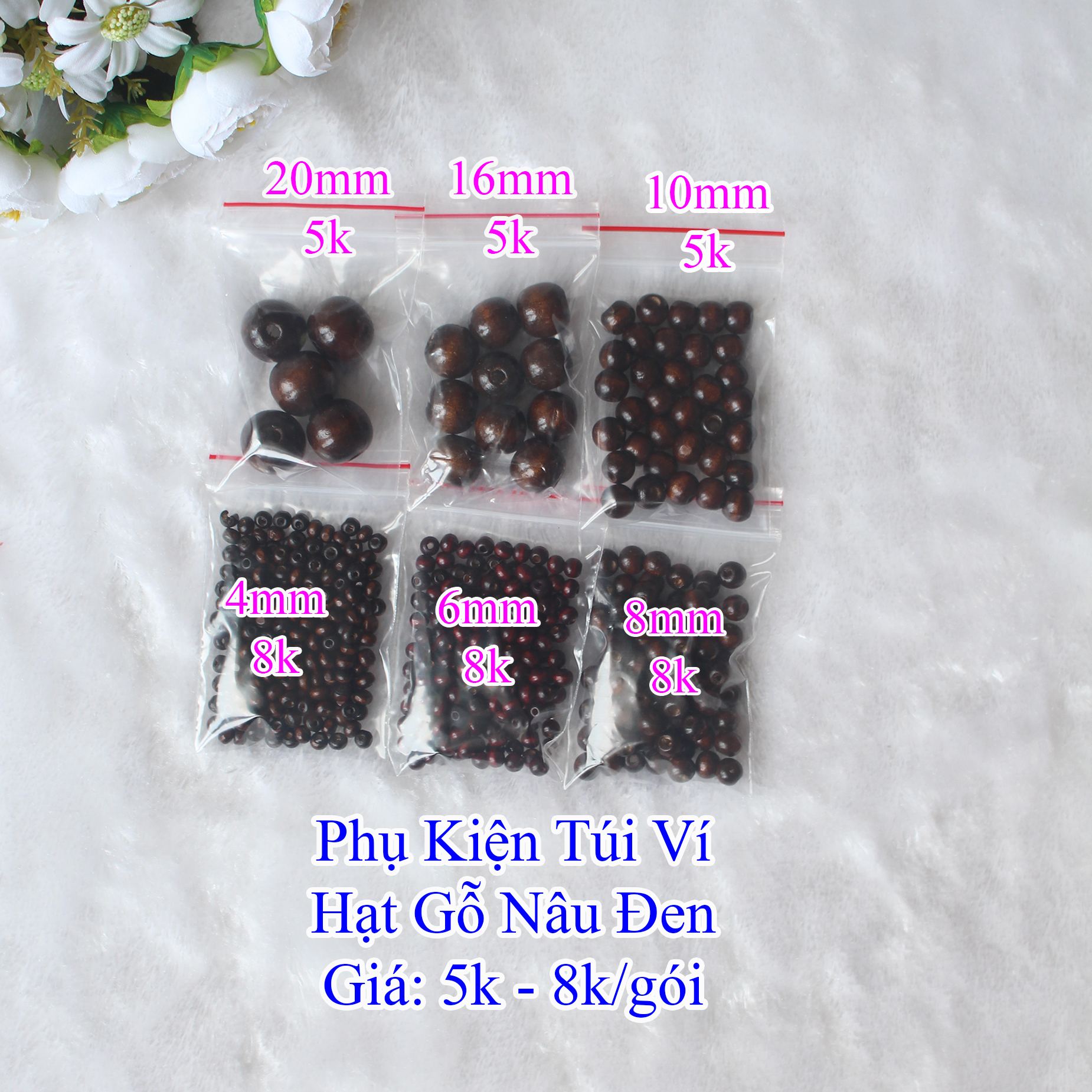 Hạt gỗ nâu đen làm đồ handmade