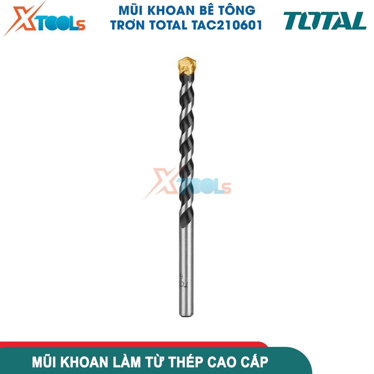 Mũi khoan bê tông trơn Total, chất liệu mũi khoan thép cao cấp, cứng, nhiều kích thước, Khoan tường, khoan bê tông hiệu quả XTOOLs