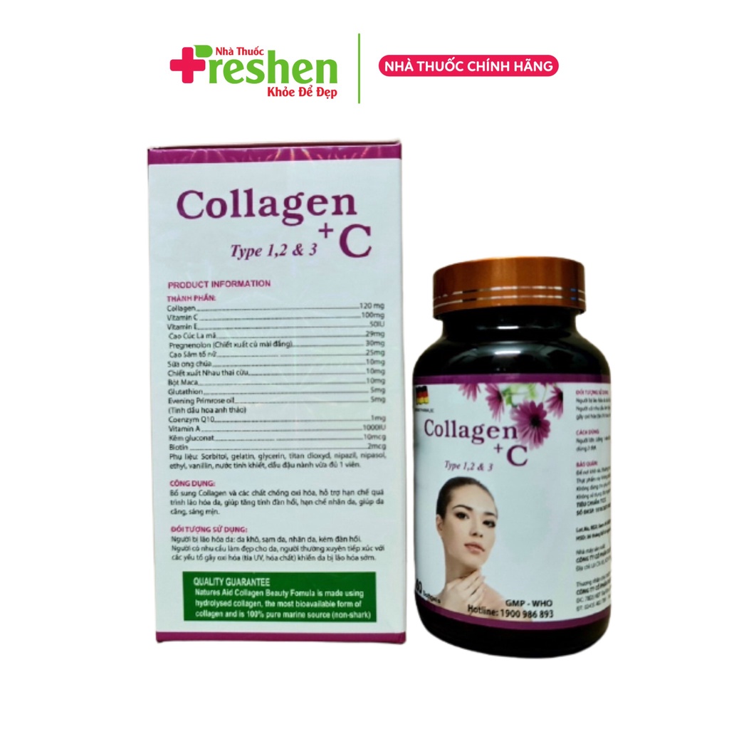 ĐẸP DA SÁNG DA COLLAGEN + C Lọ 60V
