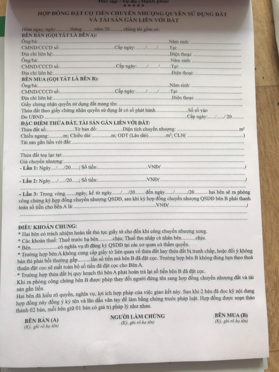 SỔ CỌC NHÀ ĐẤT THẦN TÀI MAY MẮN