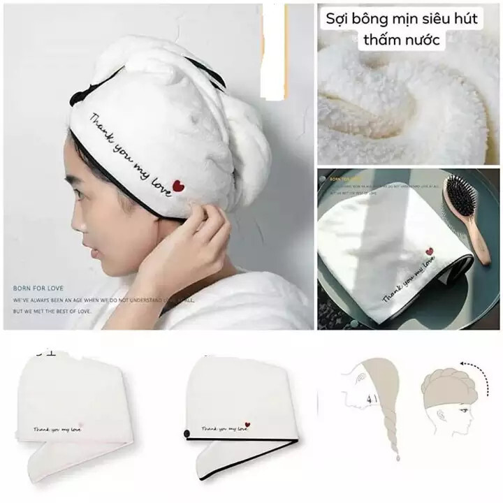 Khăn ủ tóc, sấy tóc nhanh khô thấm hút nước cực tốt