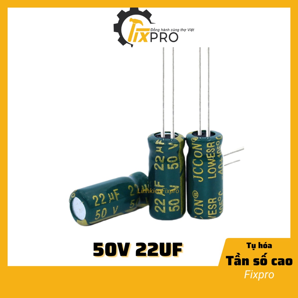 Tụ hóa 50v 22uf 5x11mm màu xanh tần số cao
