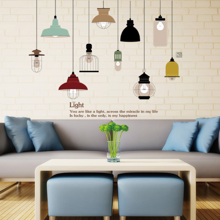 Decal trang trí tường Đèn treo 3D AmyShop số 3