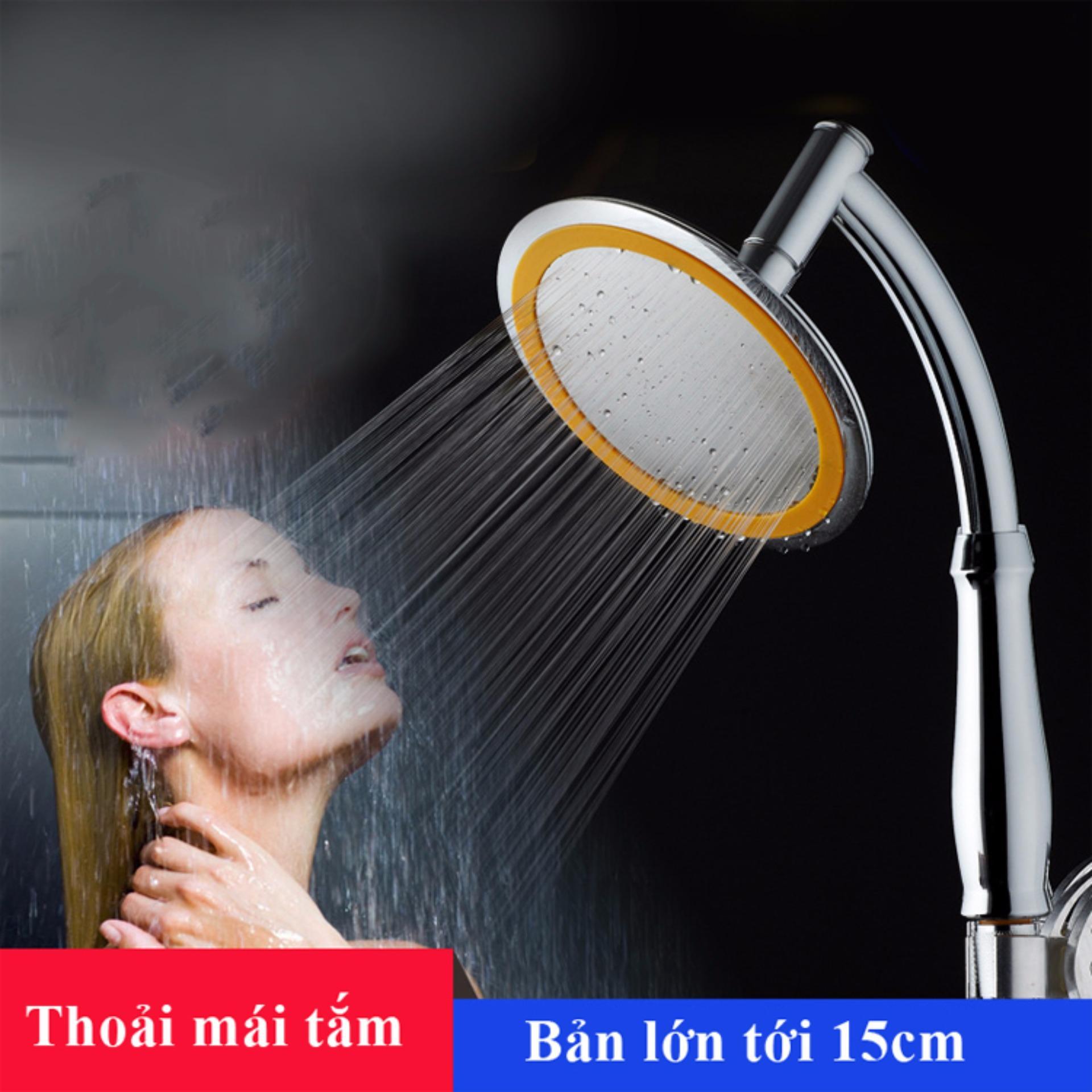 Vòi Tắm Hoa sen Bản Lớn Tròn ABS Hàng xịn Tăng áp, Bản rộng 15cm, Bản Mặt hoa sen inox SUS 304