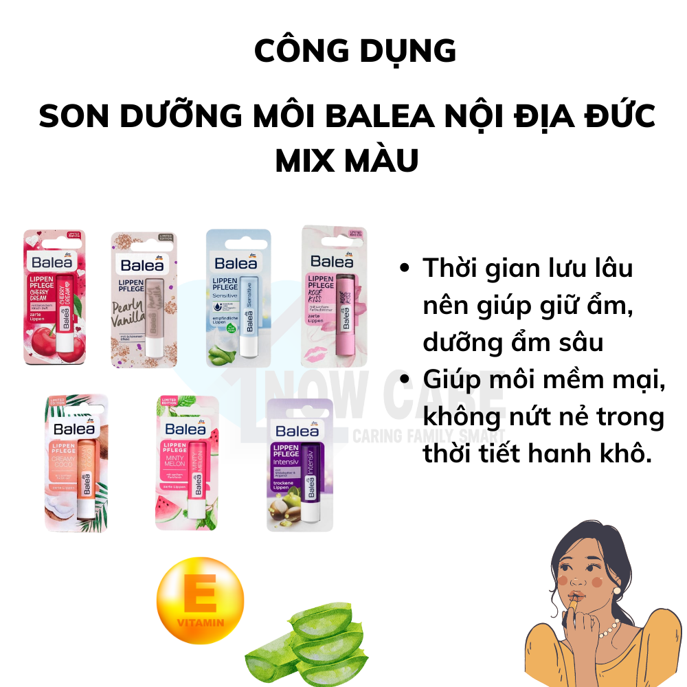 Son dưỡng môi Balea nội địa Đức mix màu
