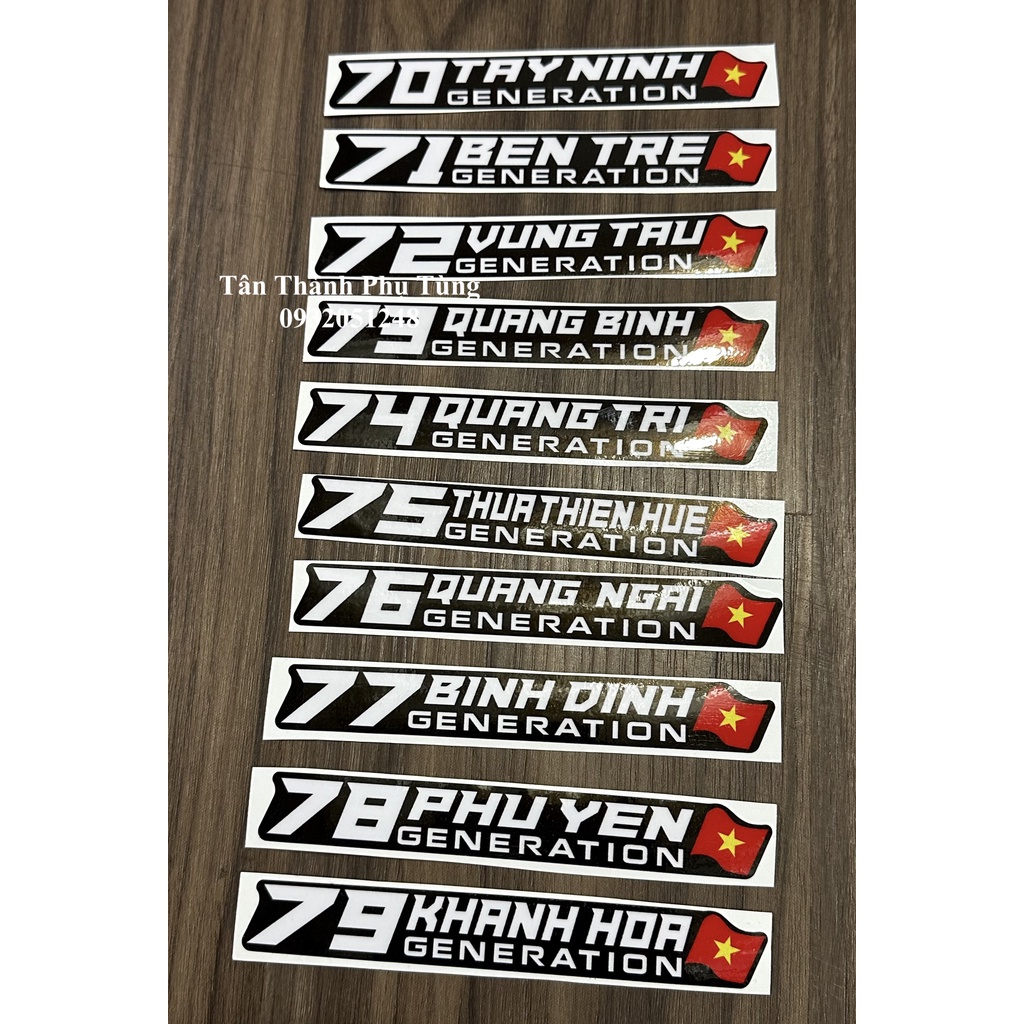 Tem 63 tỉnh thành dán xe máy