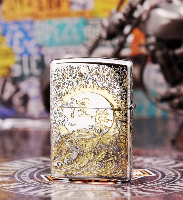 Bật lửa Zippo khắc chim phượng hoàng bản Armor mạ chrome