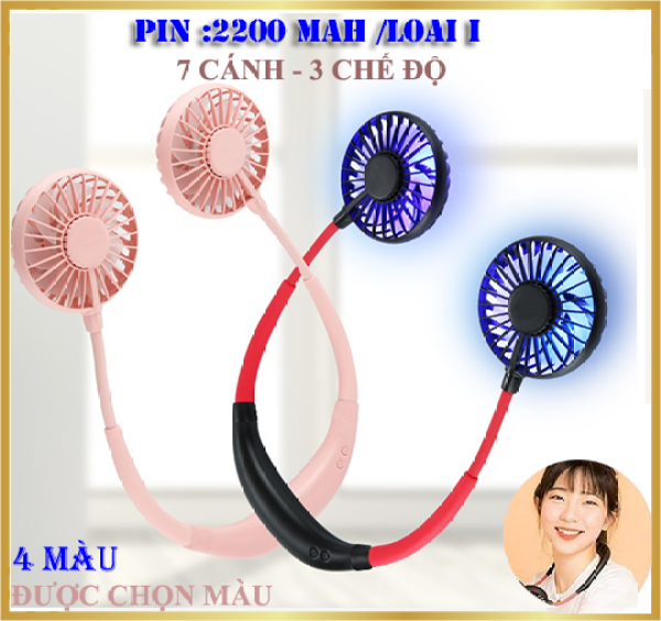 [HÀNG LOẠI I - 2200mAh] Quạt đeo cổ xoay 360 độ- quạt mini smart fan- quạt tích điện cổng sạc USB-tích hợp sẵn pin-sử dụng 6-12 tiếng/1 lần sạc
