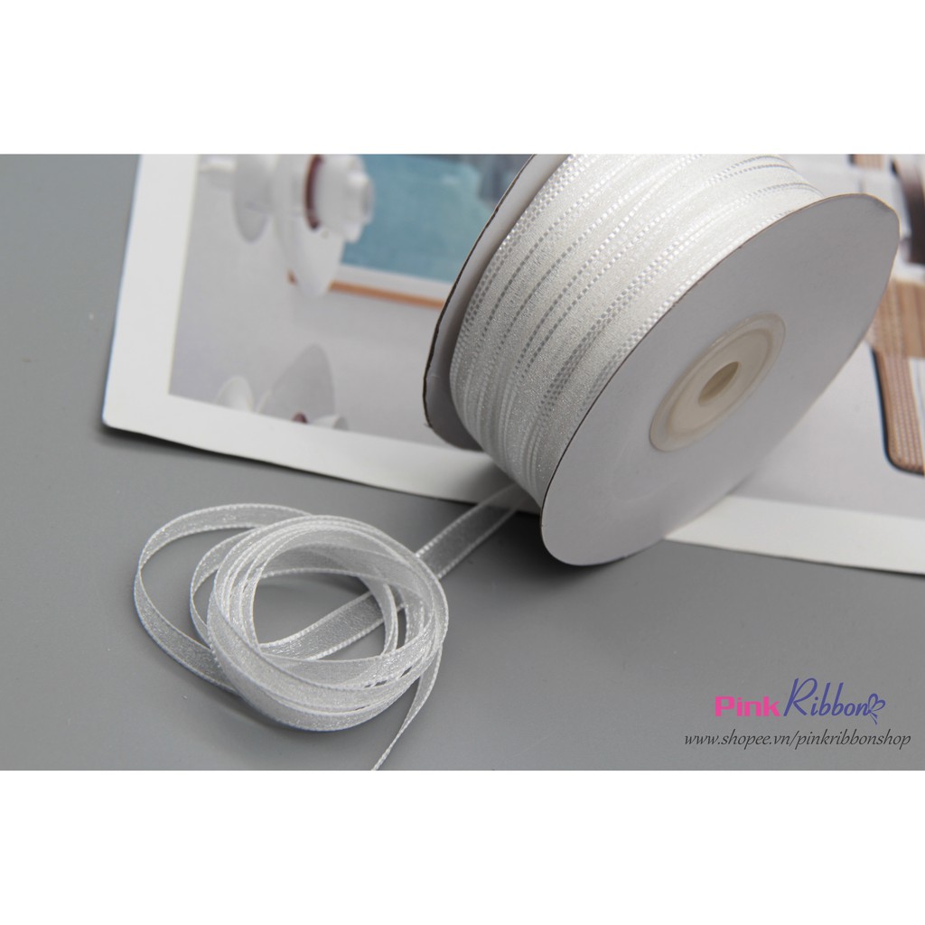 [Set 10m] Ruy băng voan nhũ cỡ 6mm