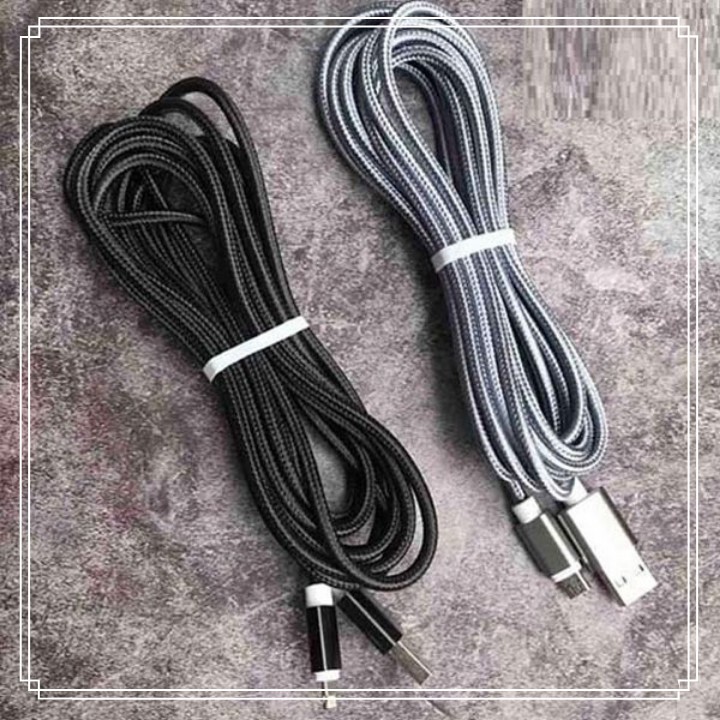 Dây Sạc IPhone, Android, Type C Dài 3M Bọc Dù, Siêu Dài, Siêu Bền, Tiện Lợi
