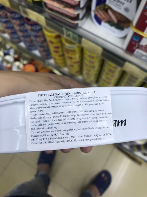 [KoreanMart] Thịt Hộp Giăm Bông Cooked Ham Bristol Mỹ 326gr