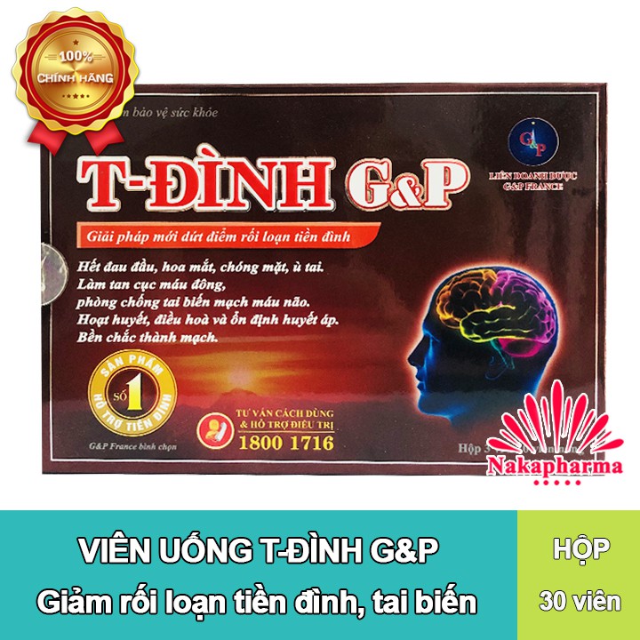T-Đình G&P – Ngừa rối loạn tiền đình, huyết áp cao, xơ vữa động mạch, tai biến mạch máu não, hoạt huyết dưỡng não GP