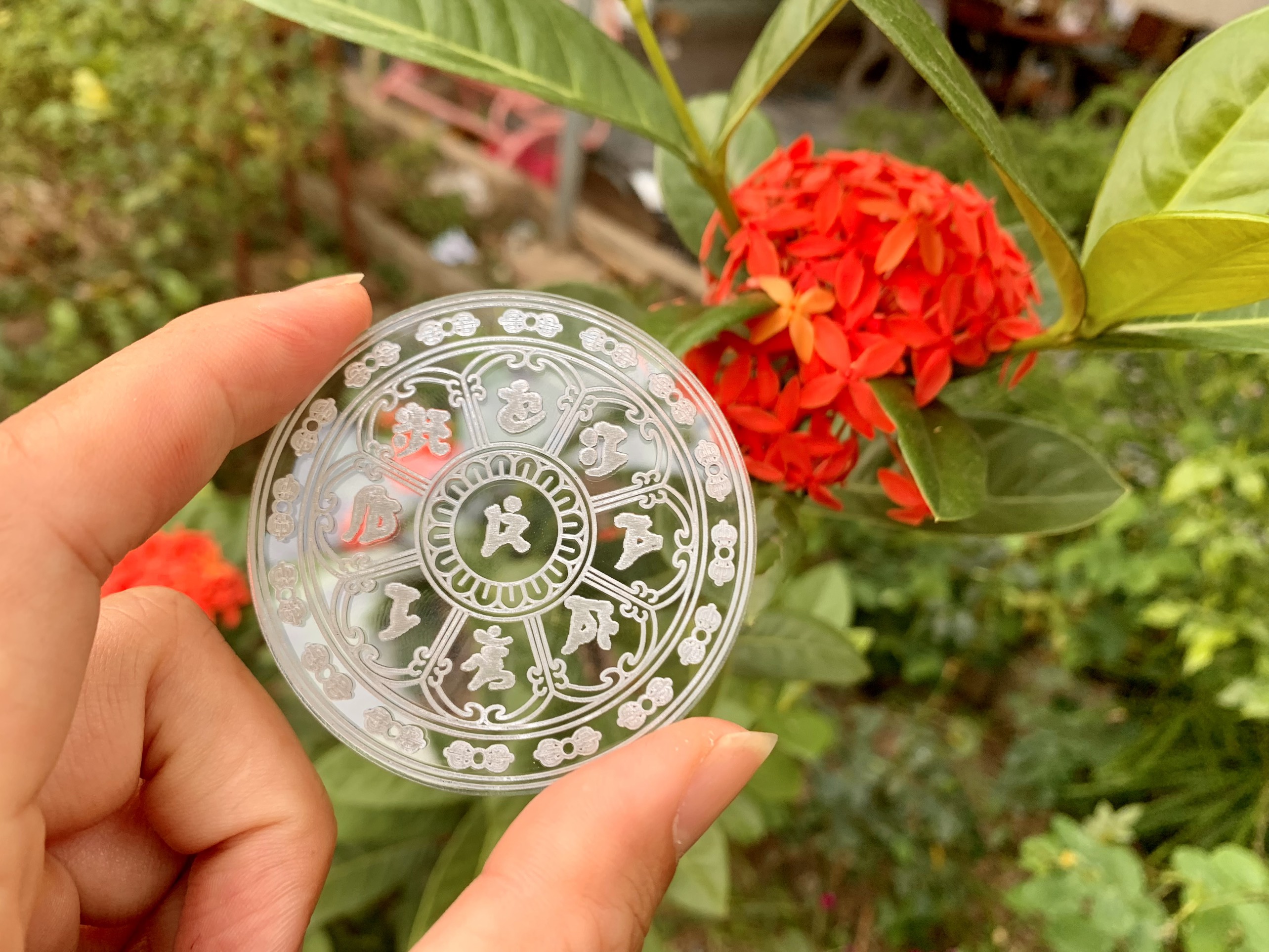Văn Thù Bát Tự - Khắc Mica