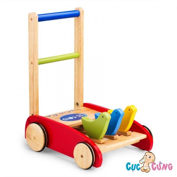 Xe tập đi bằng gỗ 3 đầu hình thú Song Son TẶNG 1 quyển tô màu (nhiều chủ đề tùy chọn) - xe day tap di cho be