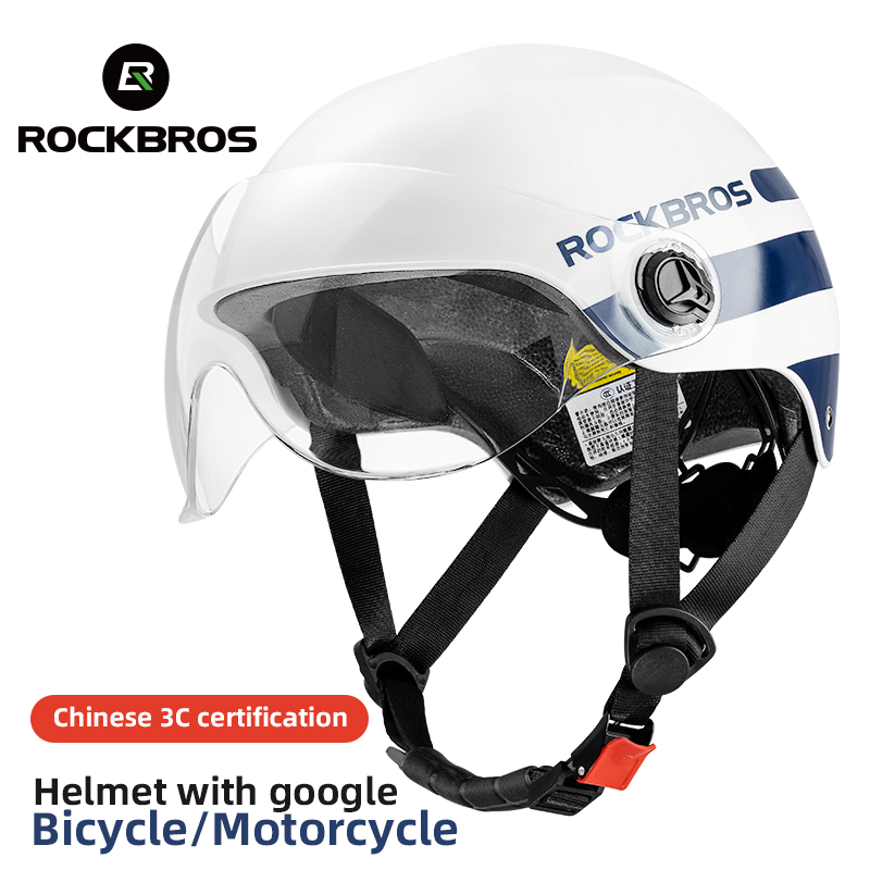 Mũ bảo hiểm điều chỉnh ROCKBROS nửa khuôn mặt với kính an toàn chống gió cho unisex khi đi xe máy/ xe đạp điện/ xe đạp leo núi-INTL