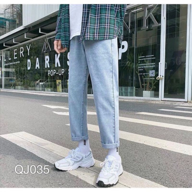 Quần Jean Nam Baggy Basic Xanh Bạc