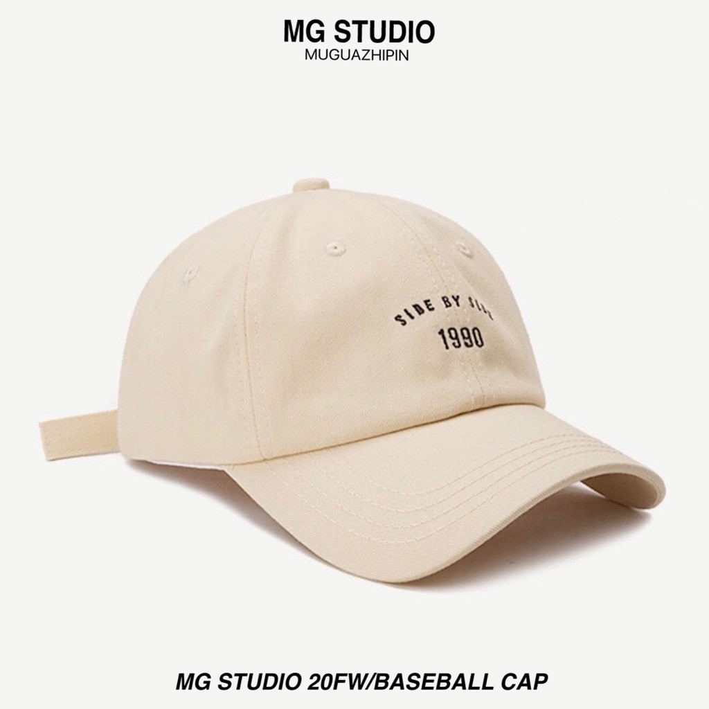 Mũ lưỡi trai mg studio thêu chữ side by side 1990 thời trang c