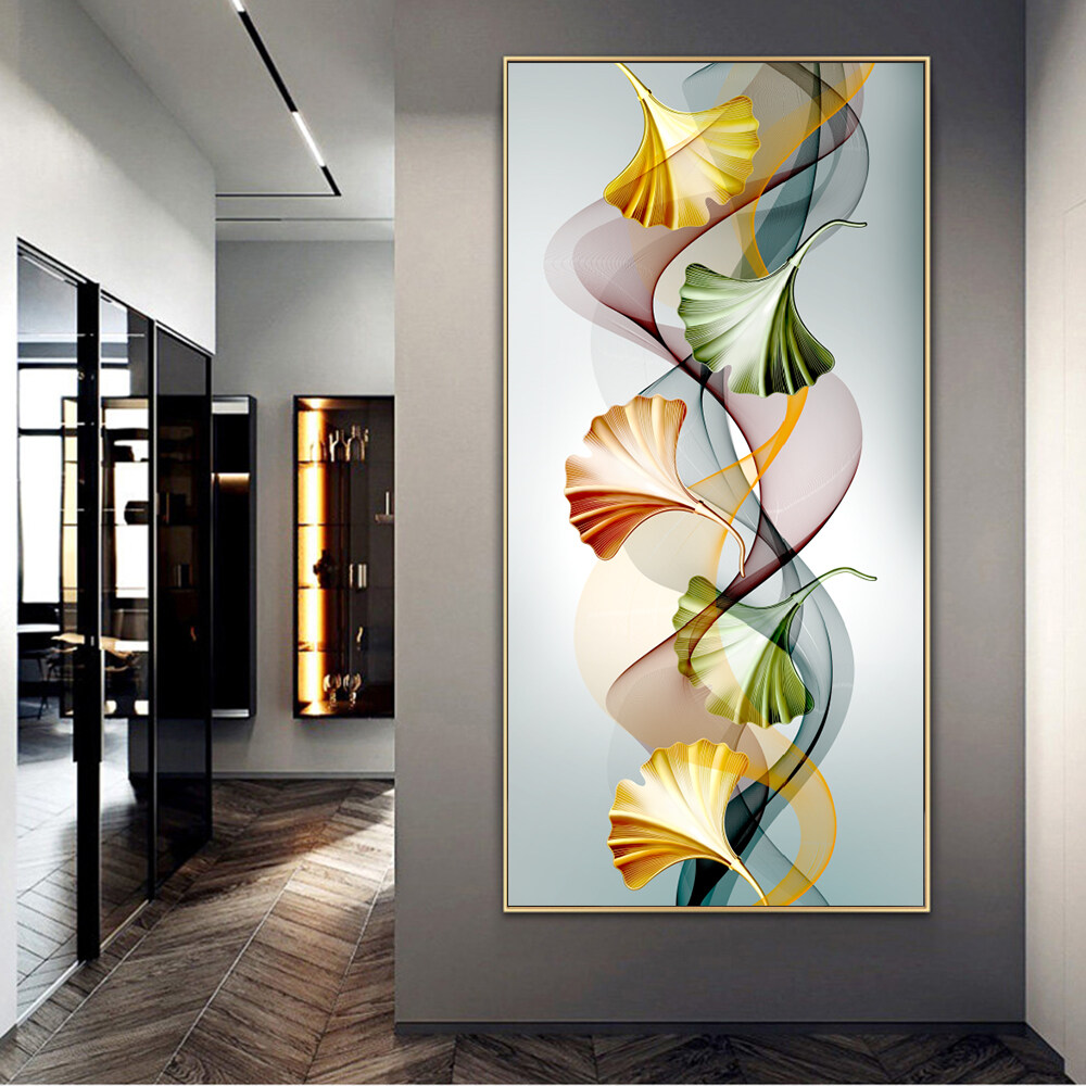 Modern Abstract Art Colorful Leaves Poster Canvas Painting HD Print Artwork For Home Decor (No Frame)