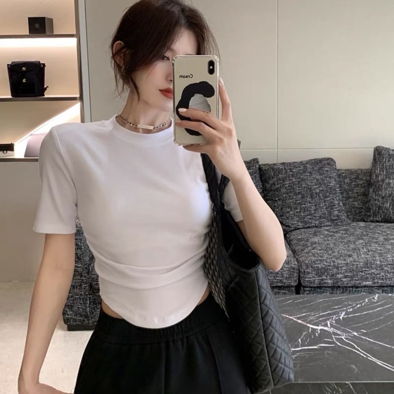 Áo thun nữ nhún eo vạt bầu A27