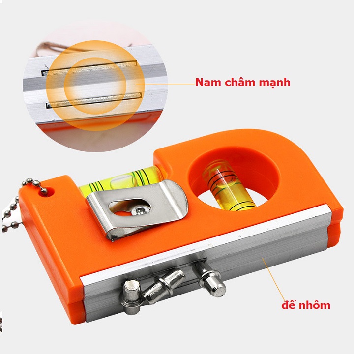 Thước thủy có nam châm kiểu mini móc khóa kẹp