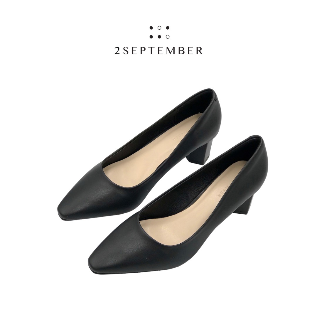 Giày cao gót 5cm mũi vuông 2September Kylie Black