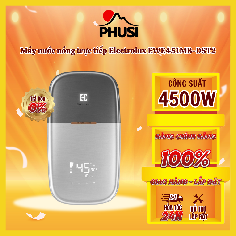 [Trả góp 0%] Máy nước nóng trực tiếp Electrolux EWE451MB-DST2