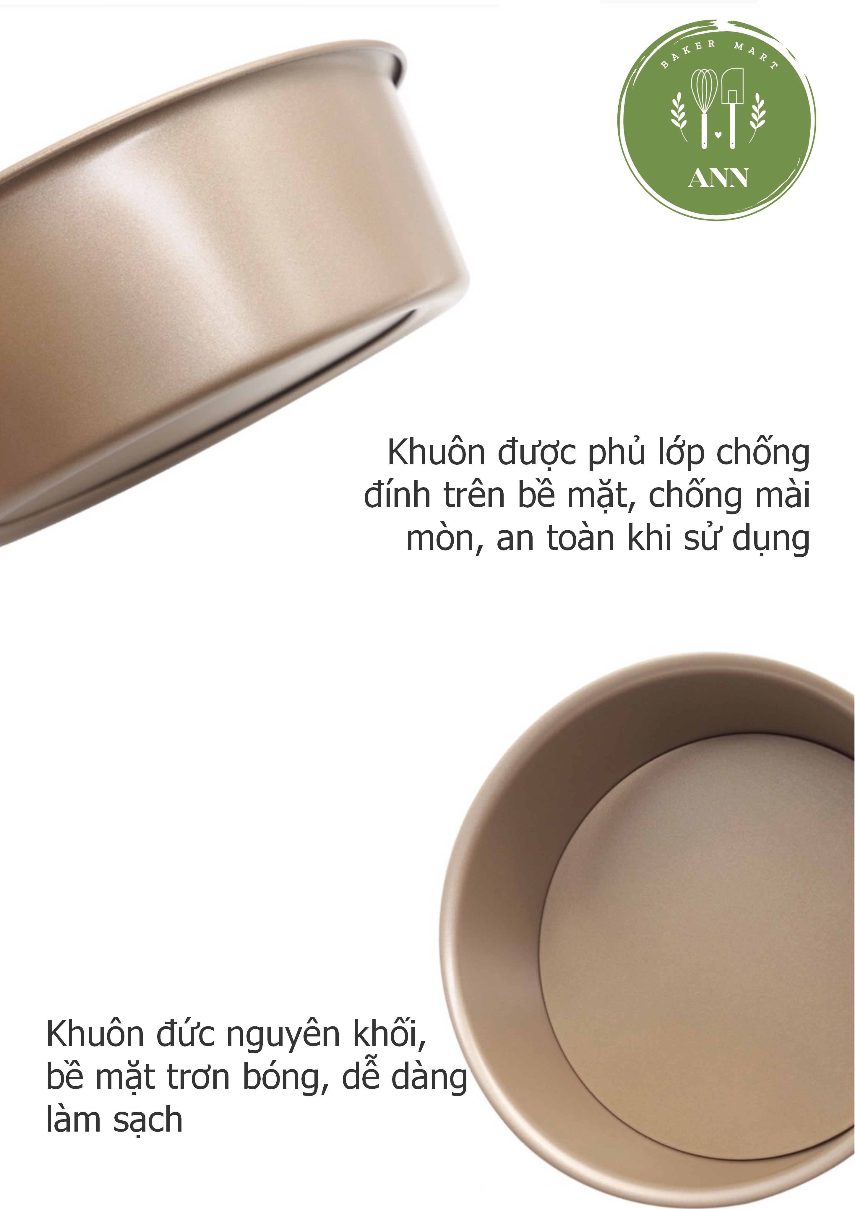KHUÔN TRÒN ĐẾ RỜI CHỐNG DÍNH _ VÀNG
