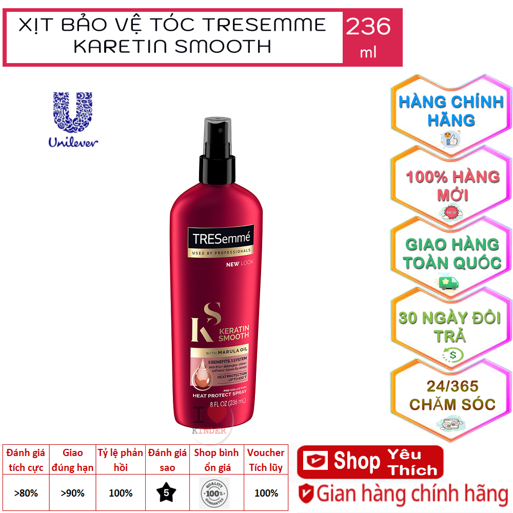 Xịt bảo vệ tóc khỏi nhiệt Tresemmé Keratin Smooth 236ml