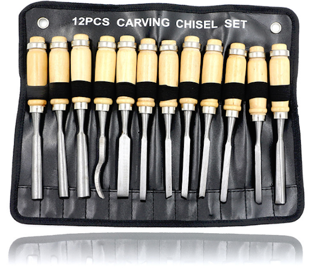 Bộ đục gỗ 12 món - Dụng cụ điêu khắc gỗ
