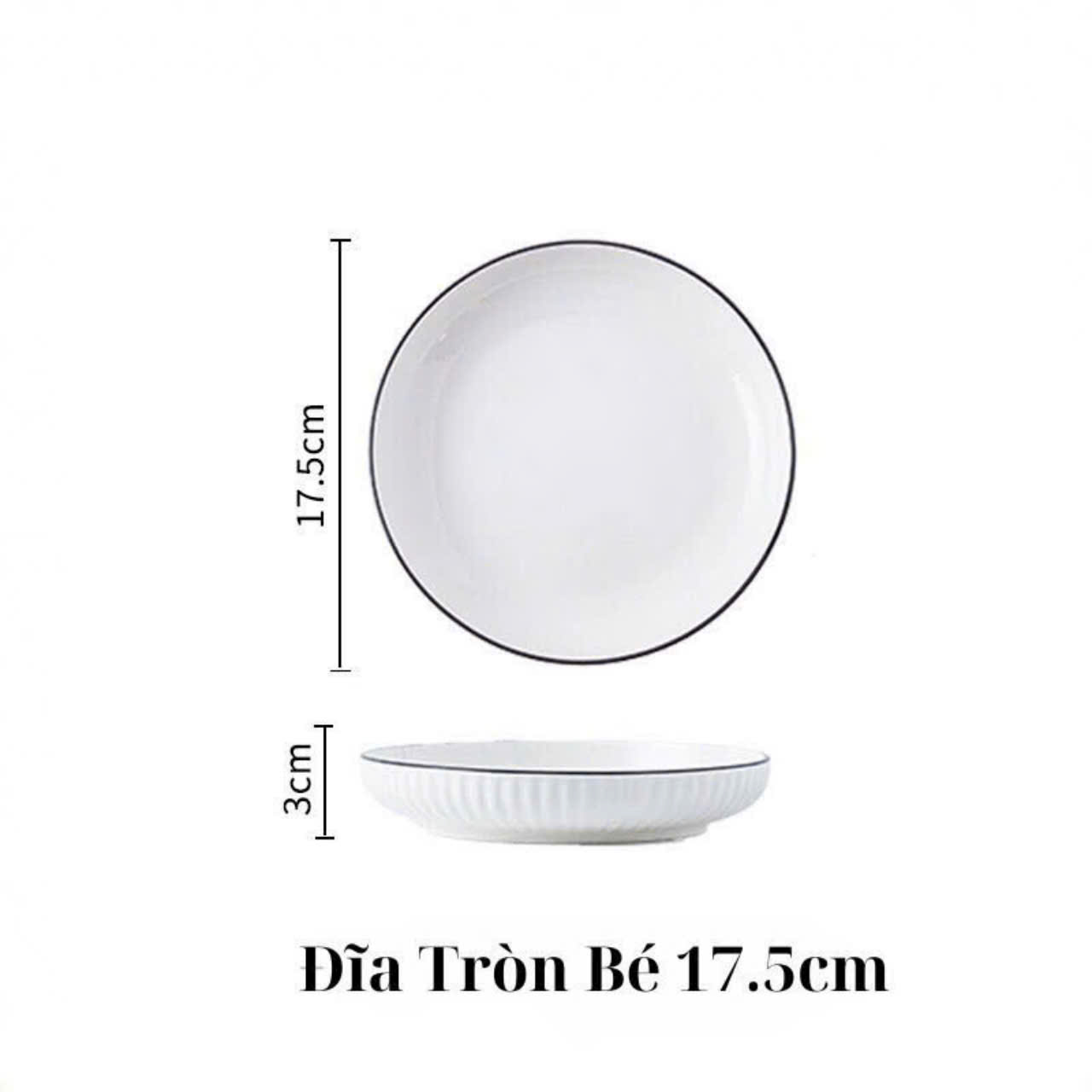 dĩa sứ sọc trắng viền đen nhiều size 15.5cm, 18cm, 20cm 22.5cm - MUA 10 CÁI TẶNG 1 CÁI CÙNG LOẠI
