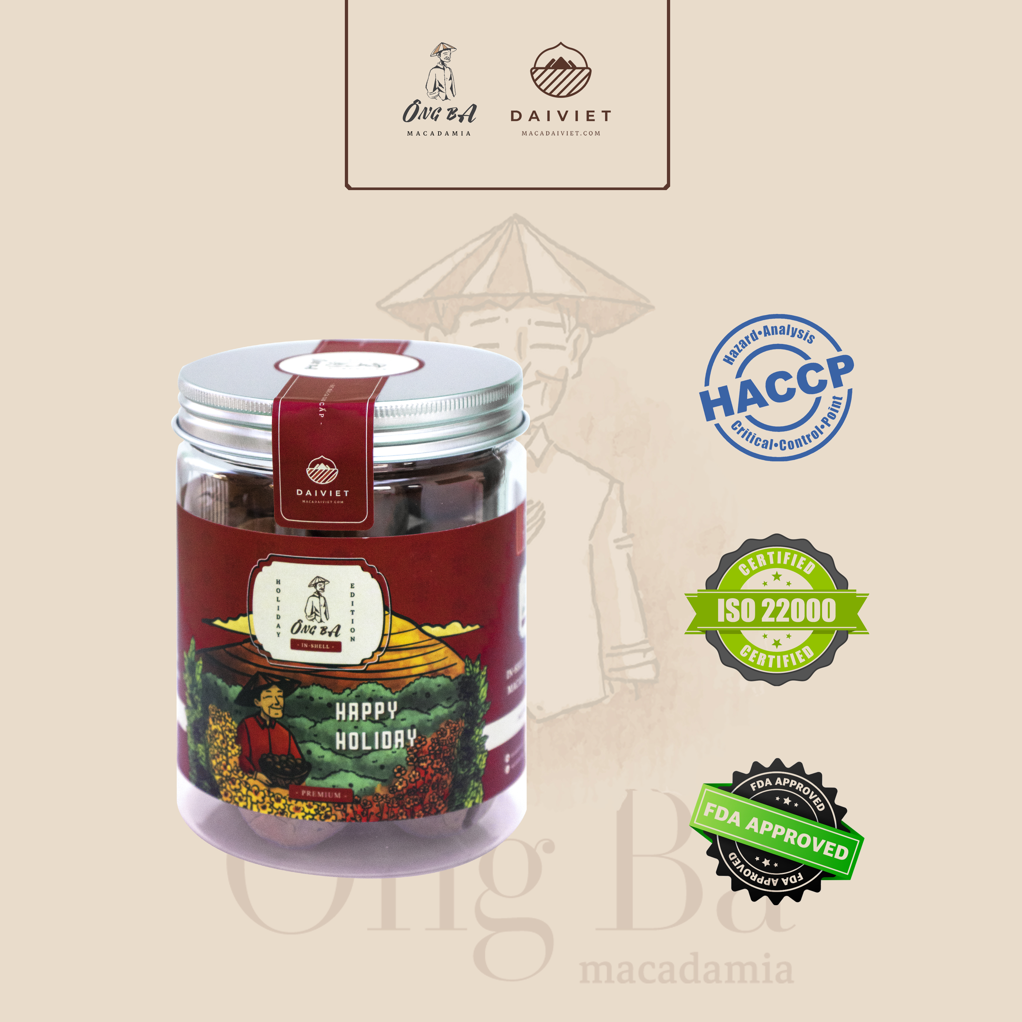 Hạt Mắc-ca Ông Ba Nguyên Vỏ 250g