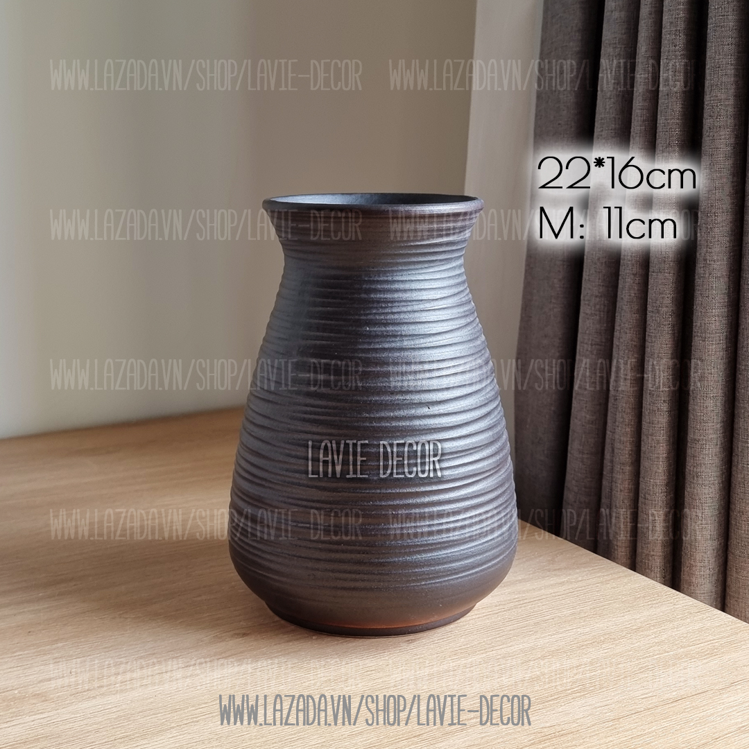 Lọ hoa gốm sứ men đen Bát Tràng