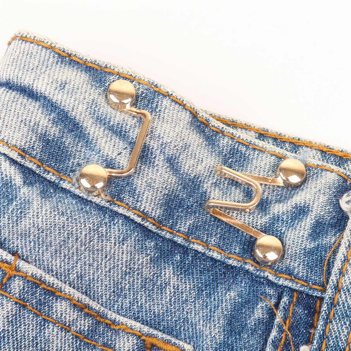 Adjustable Metal Buttons Applique Colorful Jeans