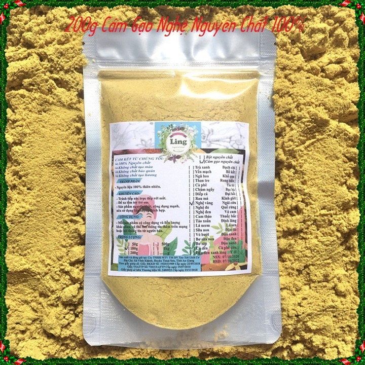 Tinh Cám Gạo Nghệ Vàng 200g nguyên chất thiên nhiên 100% có giấy VSATTP và ĐKKD dùng đa công dụng