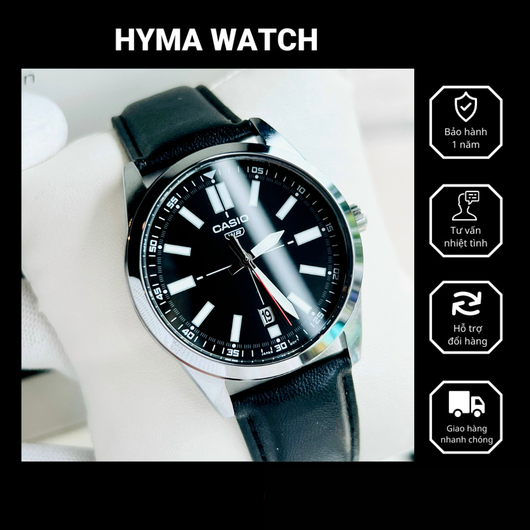 Đồng hồ nam casio mtp-vd02l - 1e dây da chống nước 5atm bảo hành 1 năm hyma watch