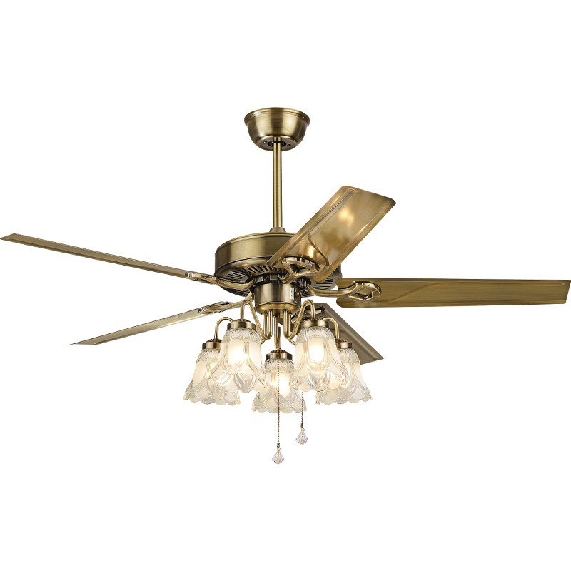 Đèn Quạt trần trang trí tân cổ Châu Âu [5 cánh 52 inch, 5 bóng đèn]