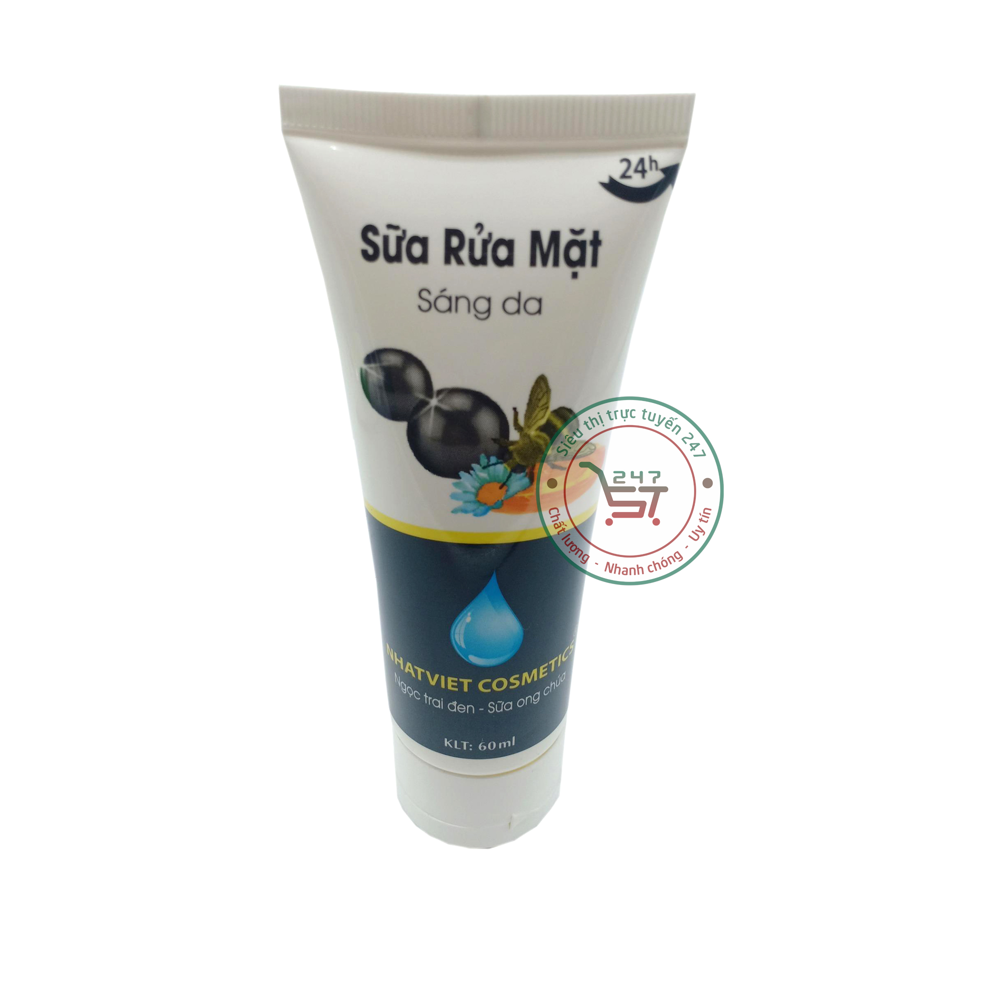 Sữa rửa mặt Sáng da Ngọc trai đen Sữa ong chúa Nhật Việt 60ml (Trắng-đen) Chăm sóc da tại nhà hiệu quả