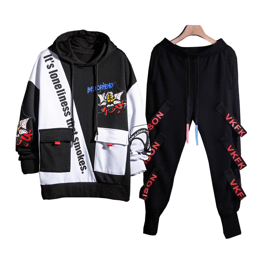 Bộ Đồ Nam Chất Thun Da Cá Áo Hoodies Túi Hộp BF.BORFEND In Hình Nhện Kết Hợp Quần Jogger Phối Dây Chữ Trẻ Trung Thời Trang FORHIMCS2 SET NAM 9000088
