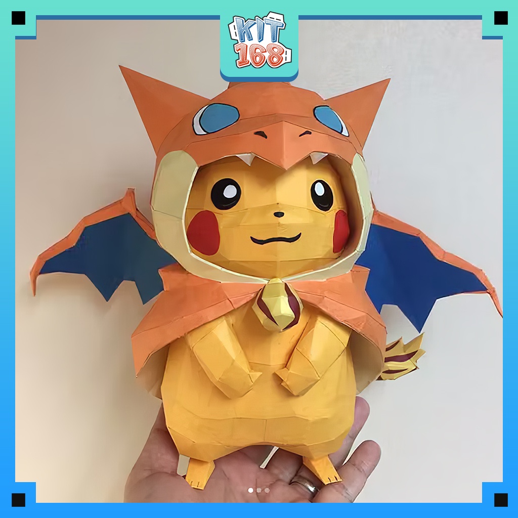 Mô hình giấy Anime Game Pokemon Pika.chu cosplay Charizard