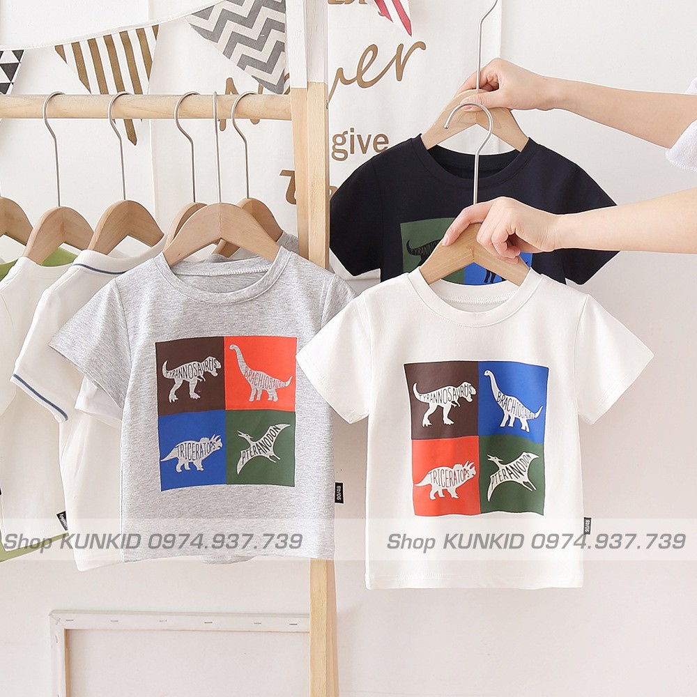 Cái mới Áo thun bé trai hình khủng long hãng Katoofely - Áo cộc tay trẻ em