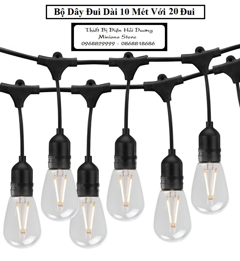 Bộ dây đui đèn thả trang trí chống nước TN121 (Đen)