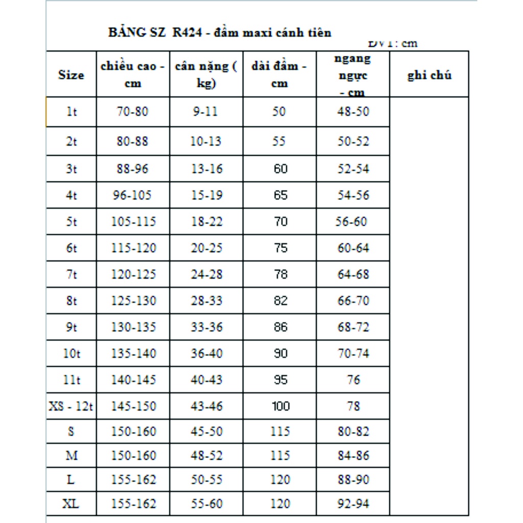 Rập giấy đầm cánh tiên cho bé mã R424 (BẢN VẼ)