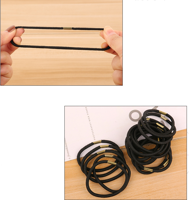 Set dây buộc tóc trơn đen trẻ trung cá tính, co giãn tốt