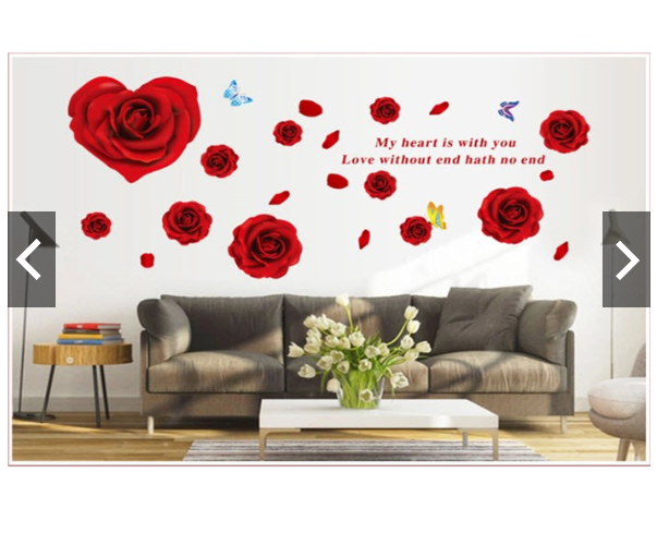 Red Rose Heart Wall Decal