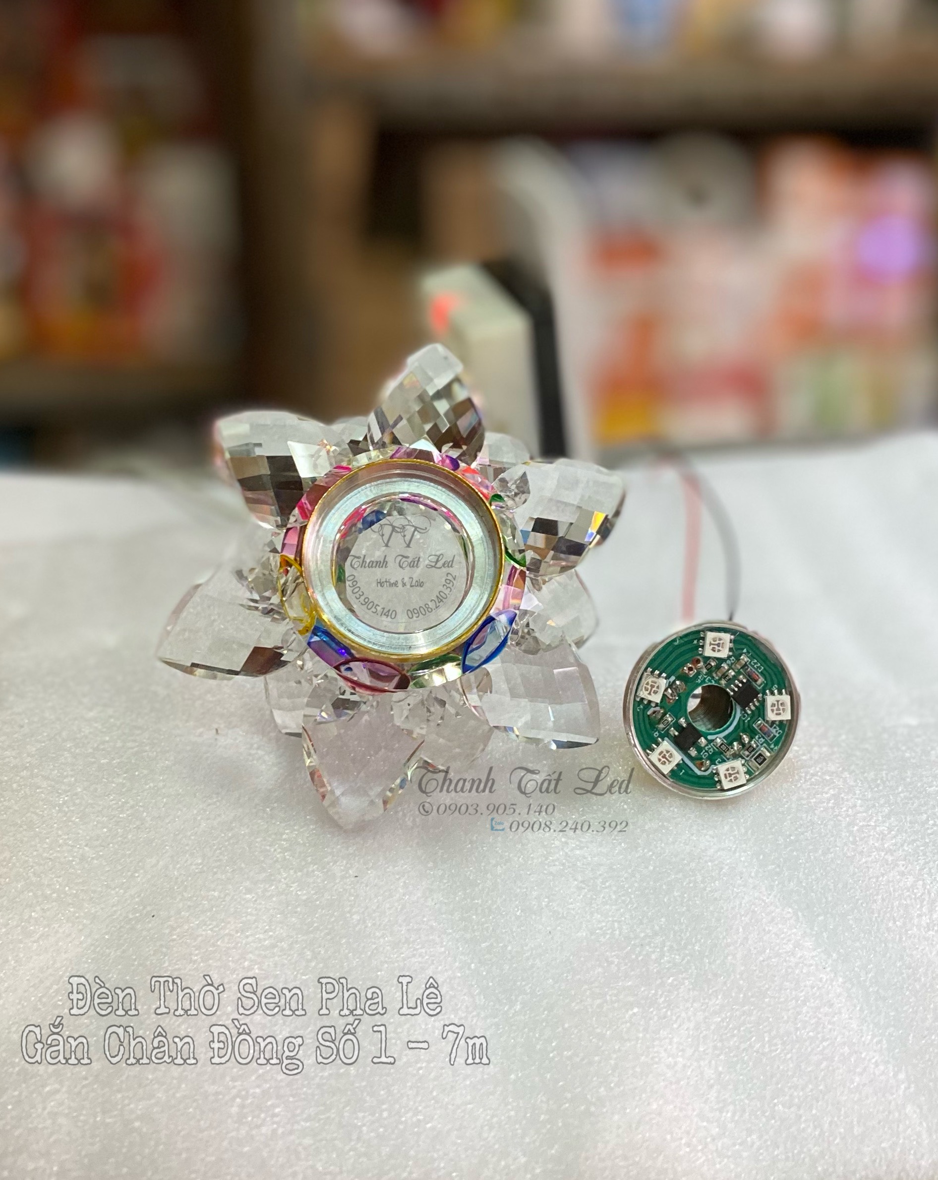 ✨ Đèn Sen Pha Lê Gắn Chân Đồng Size Số 1 - 7Màu ( Qui Cách Tính Cái ) ✨
