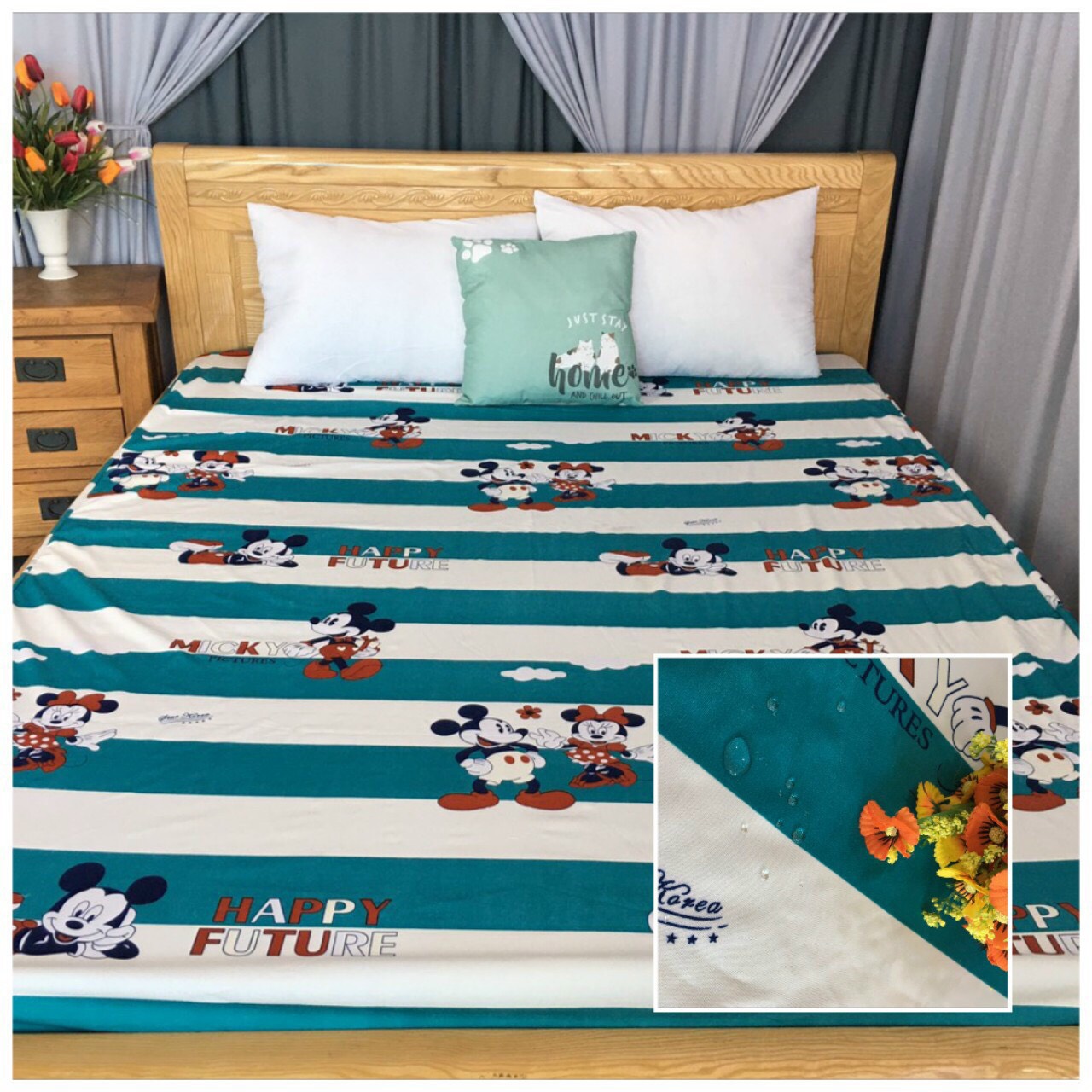 Drap chống thấm cao cấp 1m2x2m, (nệm cao dưới 15cm)
