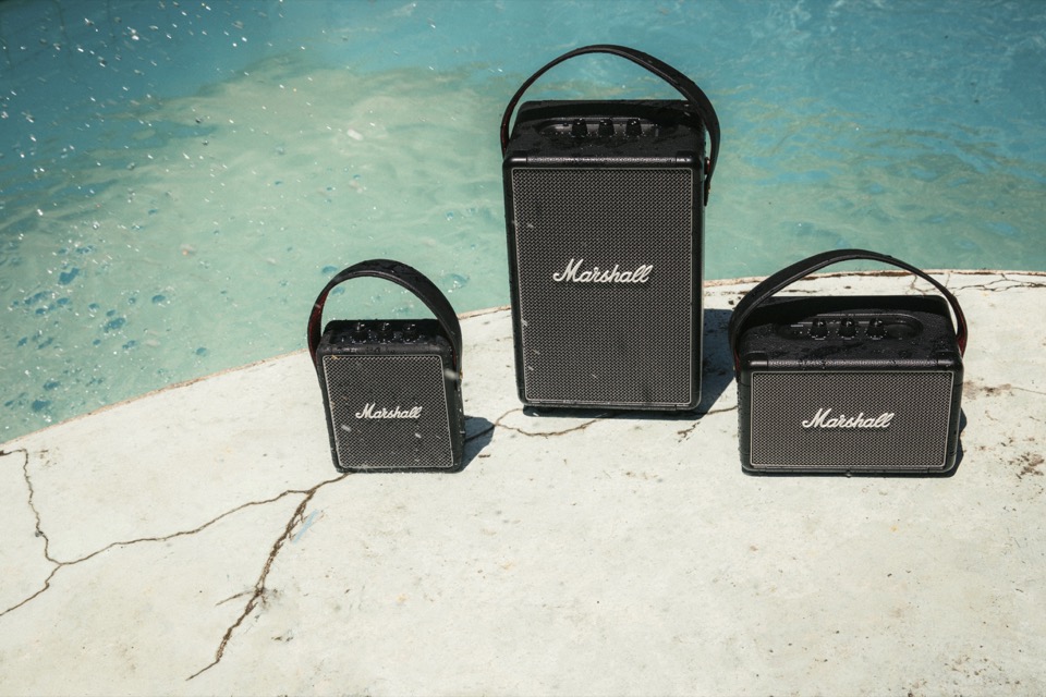 Marshall Stockwell II Portable Bluetooth Speaker, Black and Brass