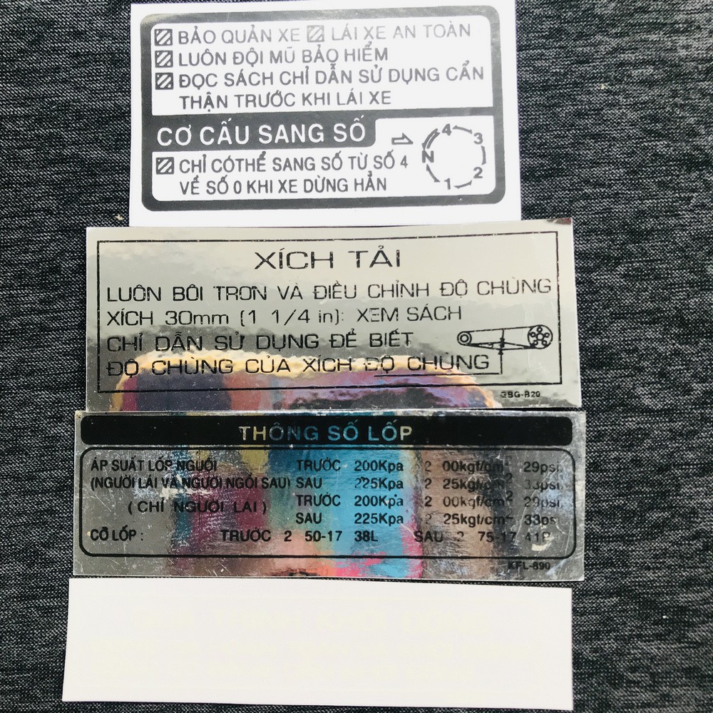 [Giá Gốc] Tem Thông Số Cho Nhiều Loại Xe Máy Sắc Nét (Đủ Thông Số)