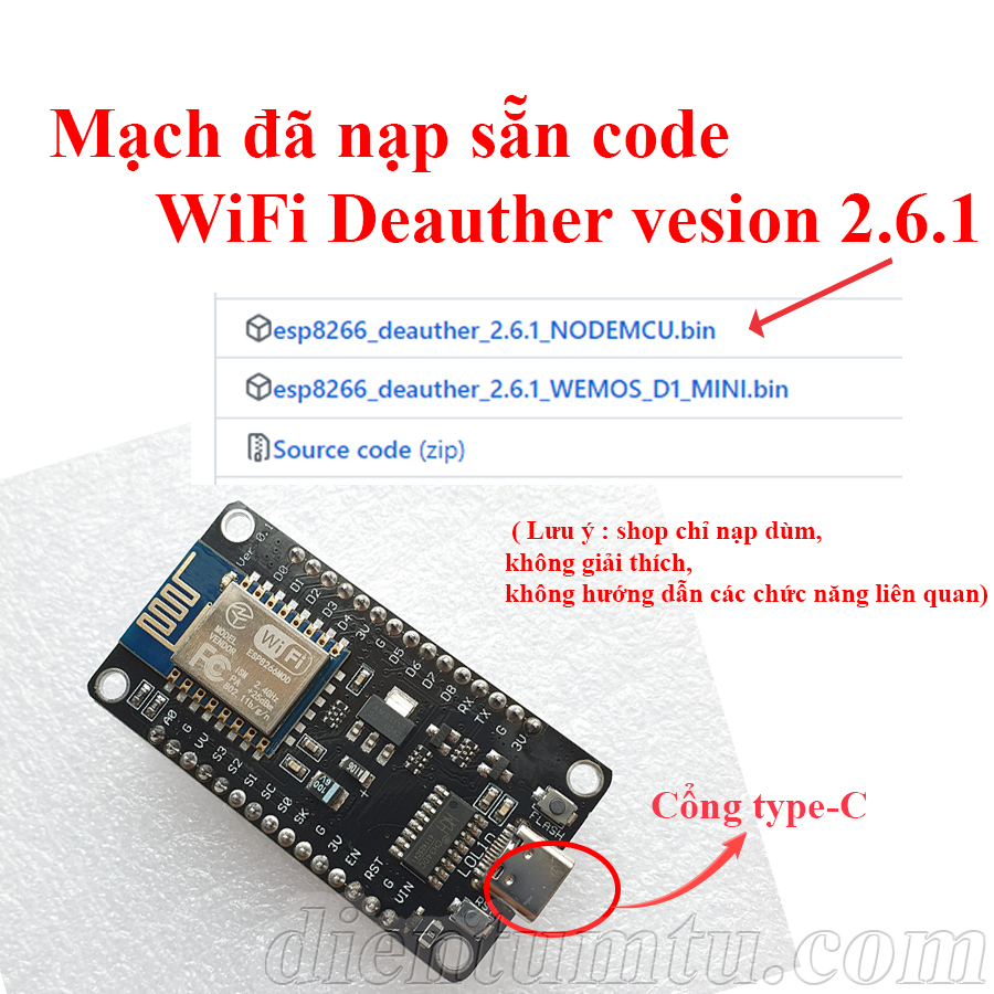 NodeMCU V3 CH340 - Kit Thu Phát WiFi ESP8266 - Cổng Type-C