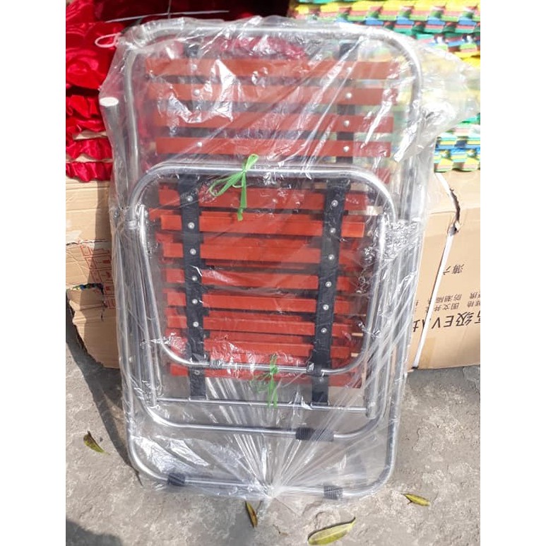 (deal sốc) Ghế xích đu Ghế gấp thư giãn Xuân Hòa (Vân gỗ + Khung Inox)